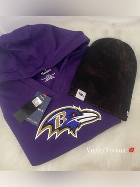 FANATICS 2020 ‘BALTIMORE RAVENS VICTORY LOGO FLEECE SWEATSHIRT’ & BEANIE SET